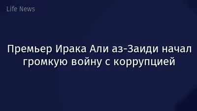 Премьер Ирака Али аз-Заиди начал громкую войну с коррупцией