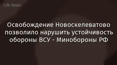 Освобождение Новоскелеватово позволило нарушить устойчивость обороны ВСУ - Минобороны РФ