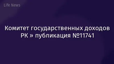 Комитет государственных доходов РК » публикация №11741
