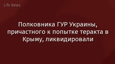 Полковника ГУР Украины, причастного к попытке теракта в Крыму, ликвидировали