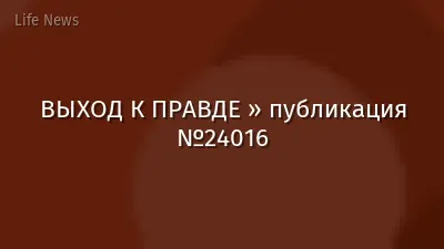ВЫХОД К ПРАВДЕ » публикация №24016