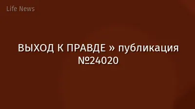 ВЫХОД К ПРАВДЕ » публикация №24020