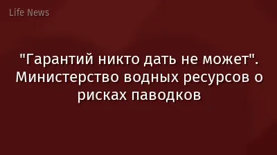 "Гарантий никто дать не может". Министерство водных ресурсов о рисках паводков