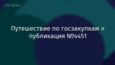 Путешествие по госзакупкам » публикация №4451