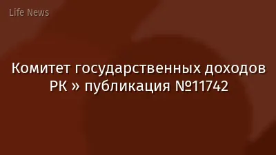 Комитет государственных доходов РК » публикация №11742