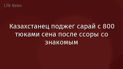 Казахстанец поджег сарай с 800 тюками сена после ссоры со знакомым