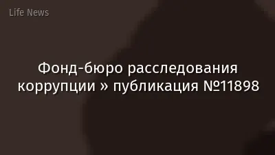 Фонд-бюро расследования коррупции » публикация №11898