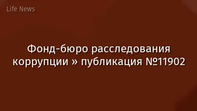 Фонд-бюро расследования коррупции » публикация №11902