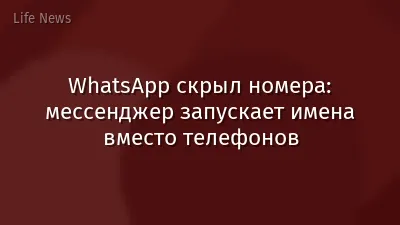 WhatsApp скрыл номера: мессенджер запускает имена вместо телефонов
