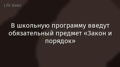 В школьную программу введут обязательный предмет «Закон и порядок»