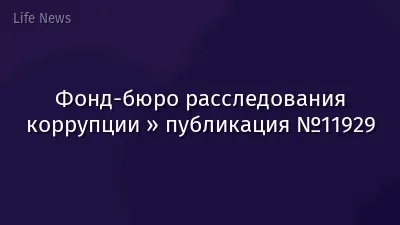 Фонд-бюро расследования коррупции » публикация №11929