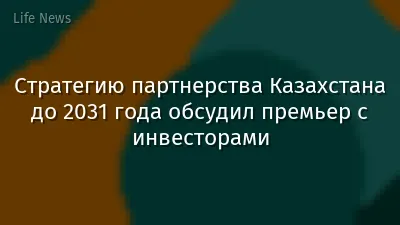 Стратегию партнерства Казахстана до 2031 года обсудил премьер с инвесторами