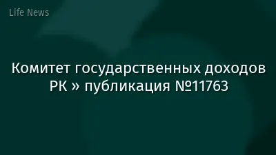Комитет государственных доходов РК » публикация №11763