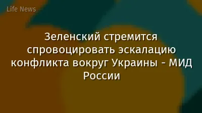 Зеленский стремится спровоцировать эскалацию конфликта вокруг Украины - МИД России
