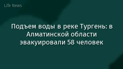 Подъем воды в реке Тургень: в Алматинской области эвакуировали 58 человек