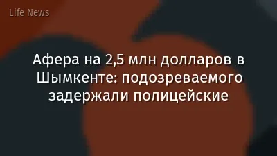 Афера на 2,5 млн долларов в Шымкенте: подозреваемого задержали полицейские
