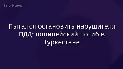 Пытался остановить нарушителя ПДД: полицейский погиб в Туркестане