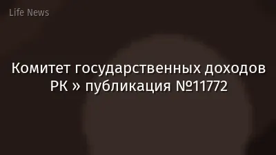 Комитет государственных доходов РК » публикация №11772
