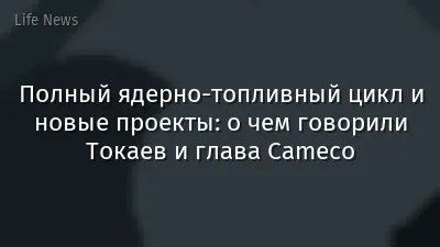 Полный ядерно-топливный цикл и новые проекты: о чем говорили Токаев и глава Cameco