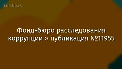 Фонд-бюро расследования коррупции » публикация №11955