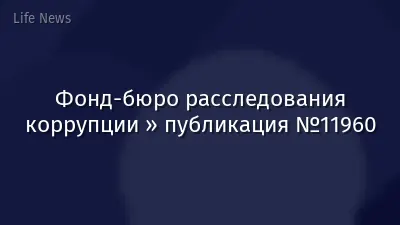 Фонд-бюро расследования коррупции » публикация №11960