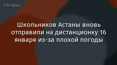 Школьников Астаны вновь отправили на дистанционку 16 января из-за плохой погоды