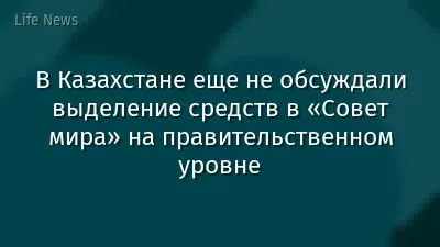 В Казахстане еще не обсуждали выделение средств в «Совет мира» на правительственном уровне