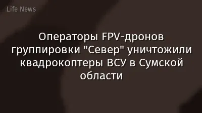 Операторы FPV-дронов группировки "Север" уничтожили квадрокоптеры ВСУ в Сумской области