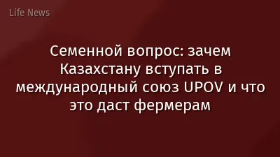 Семенной вопрос: зачем Казахстану вступать в международный союз UPOV и что это даст фермерам