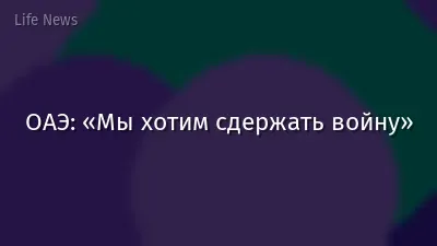 ОАЭ: «Мы хотим сдержать войну»