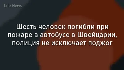 Шесть человек погибли при пожаре в автобусе в Швейцарии, полиция не исключает поджог