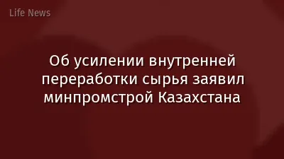 Об усилении внутренней переработки сырья заявил минпромстрой Казахстана