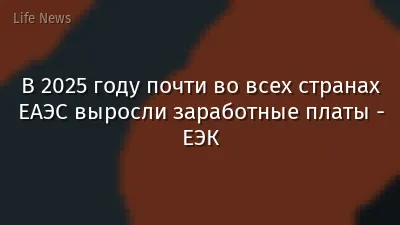 В 2025 году почти во всех странах ЕАЭС выросли заработные платы - ЕЭК