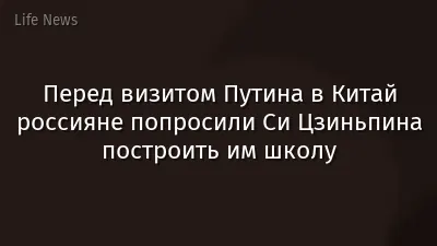 Перед визитом Путина в Китай россияне попросили Си Цзиньпина построить им школу