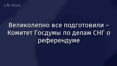 Великолепно все подготовили – Комитет Госдумы по делам СНГ о референдуме