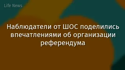 Наблюдатели от ШОС поделились впечатлениями об организации референдума