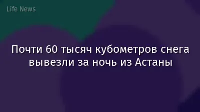 Почти 60 тысяч кубометров снега вывезли за ночь из Астаны