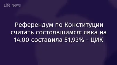 Референдум по Конституции считать состоявшимся: явка на 14.00 составила 51,93% - ЦИК