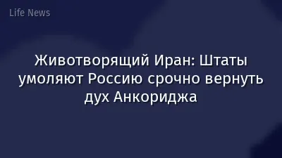 Животворящий Иран: Штаты умоляют Россию срочно вернуть дух Анкориджа