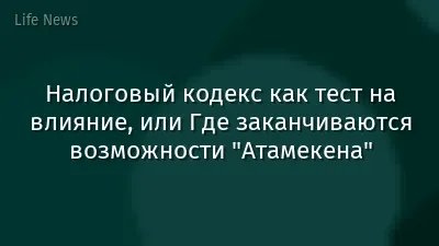 Налоговый кодекс как тест на влияние, или Где заканчиваются возможности "Атамекена"