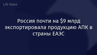 Россия почти на $9 млрд экспортировала продукцию АПК в страны ЕАЭС