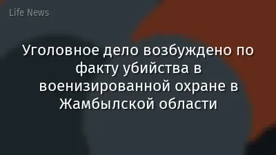Уголовное дело возбуждено по факту убийства в военизированной охране в Жамбылской области