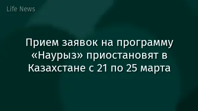Прием заявок на программу «Наурыз» приостановят в Казахстане с 21 по 25 марта