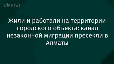 Жили и работали на территории городского объекта: канал незаконной миграции пресекли в Алматы
