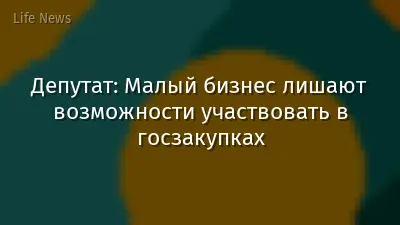 Депутат: Малый бизнес лишают возможности участвовать в госзакупках