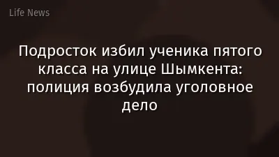 Подросток избил ученика пятого класса на улице Шымкента: полиция возбудила уголовное дело