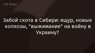 Забой скота в Сибири: ящур, новые колхозы, "выжимание" на войну в Украину?