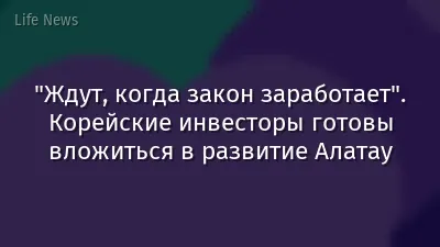"Ждут, когда закон заработает". Корейские инвесторы готовы вложиться в развитие Алатау