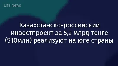 Казахстанско-российский инвестпроект за 5,2 млрд тенге ($10млн) реализуют на юге страны