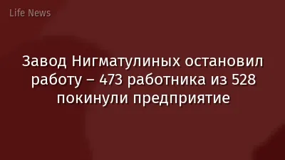 Завод Нигматулиных остановил работу – 473 работника из 528 покинули предприятие